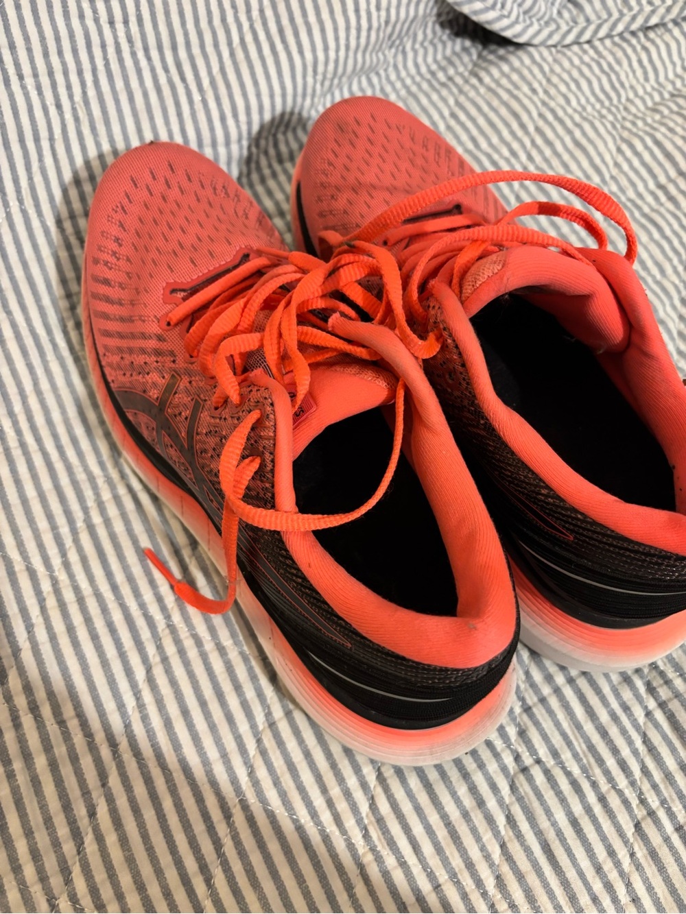 Asics Women’s Neon Coral and Black Running Shoes